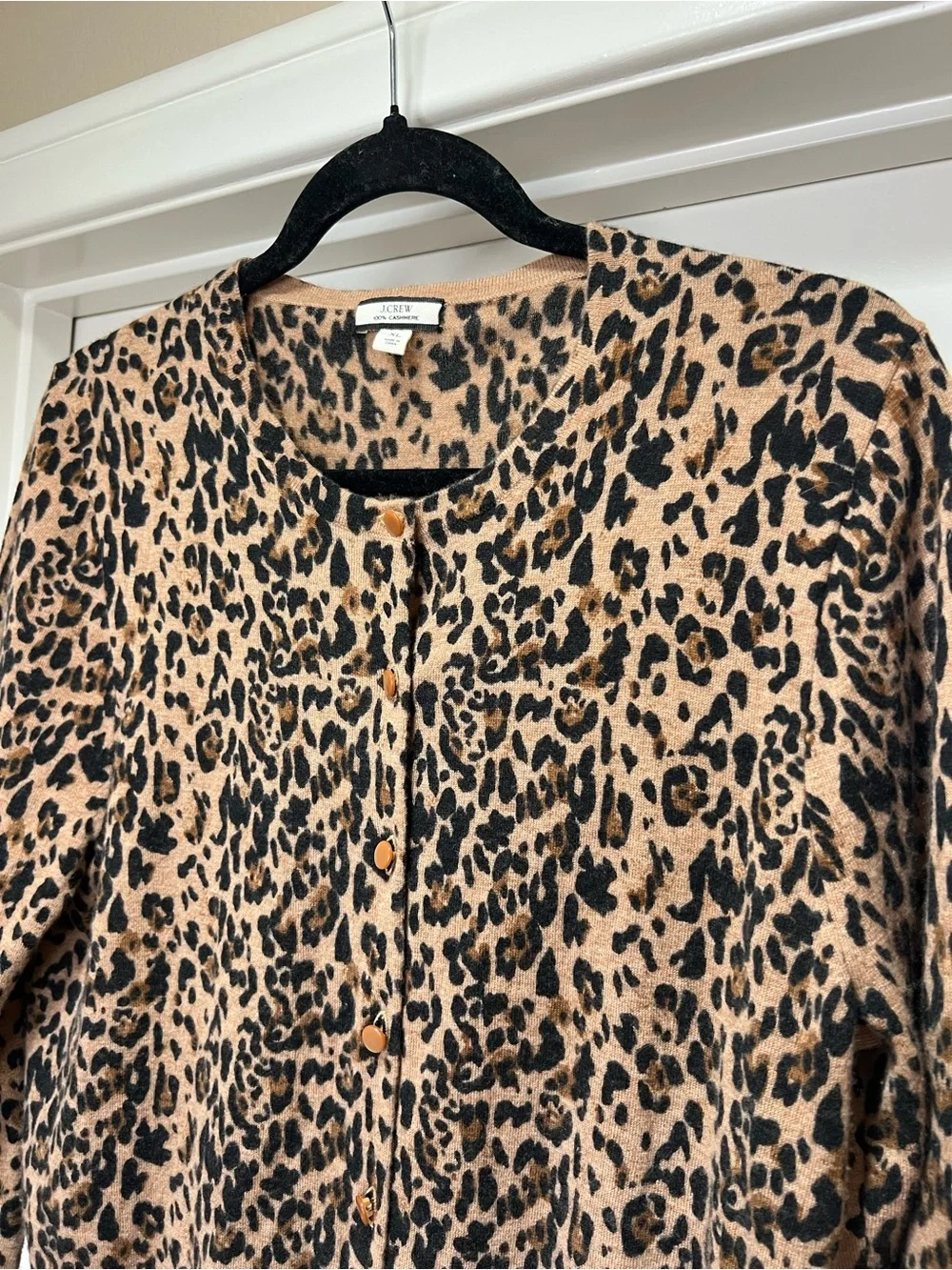 J. Crew Cashmere Animal Print Cardigan Sweater XL